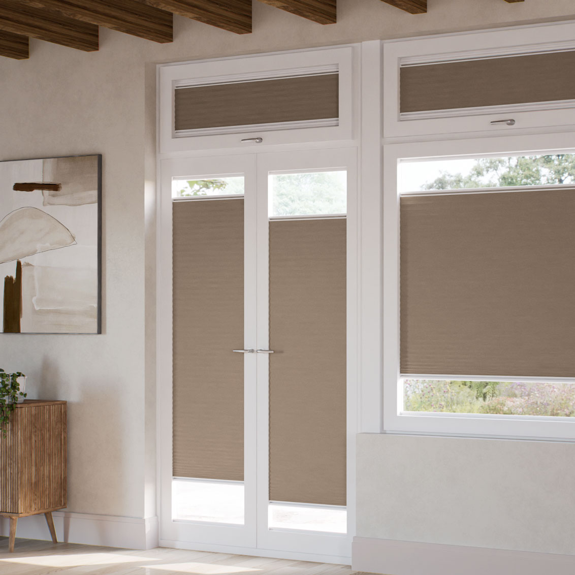 窓貼りタイプ】遮光 チョコレート ハニカム シェード