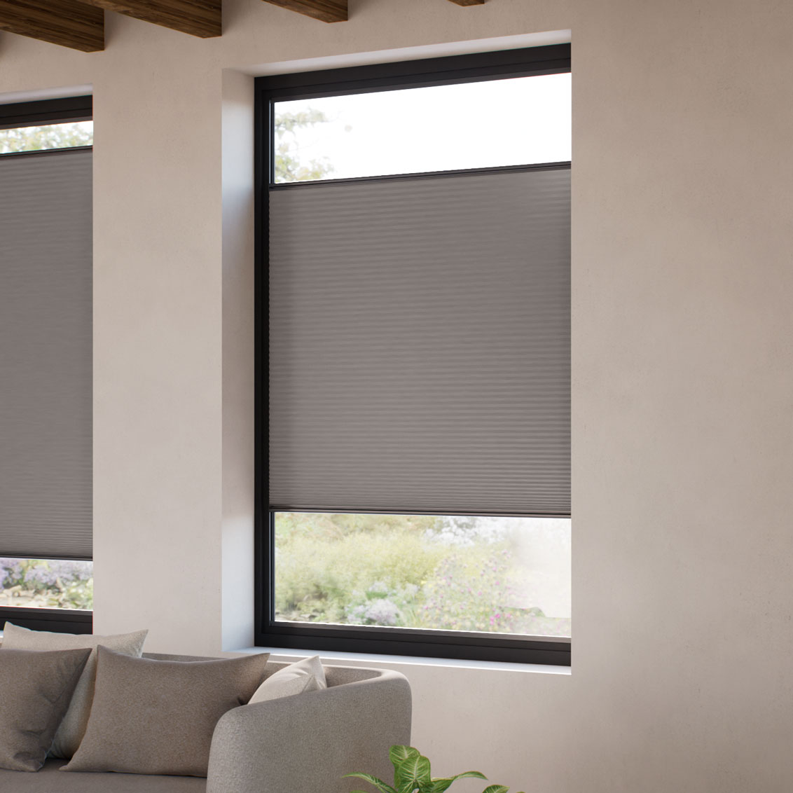 窓貼りタイプ】遮光 ダークグレー ハニカム シェード