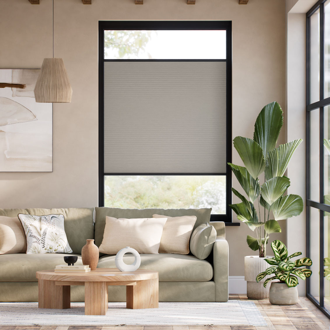 【窓貼りタイプ】遮光 ゲインズボログレー ハニカム シェード