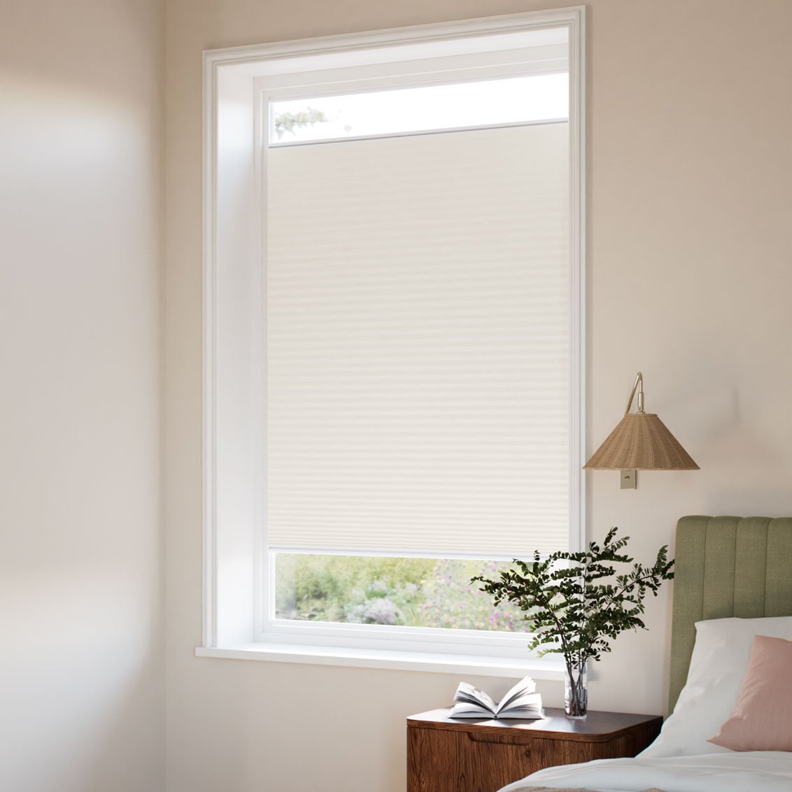 窓貼りタイプ】遮光 アイボリー ハニカム シェード