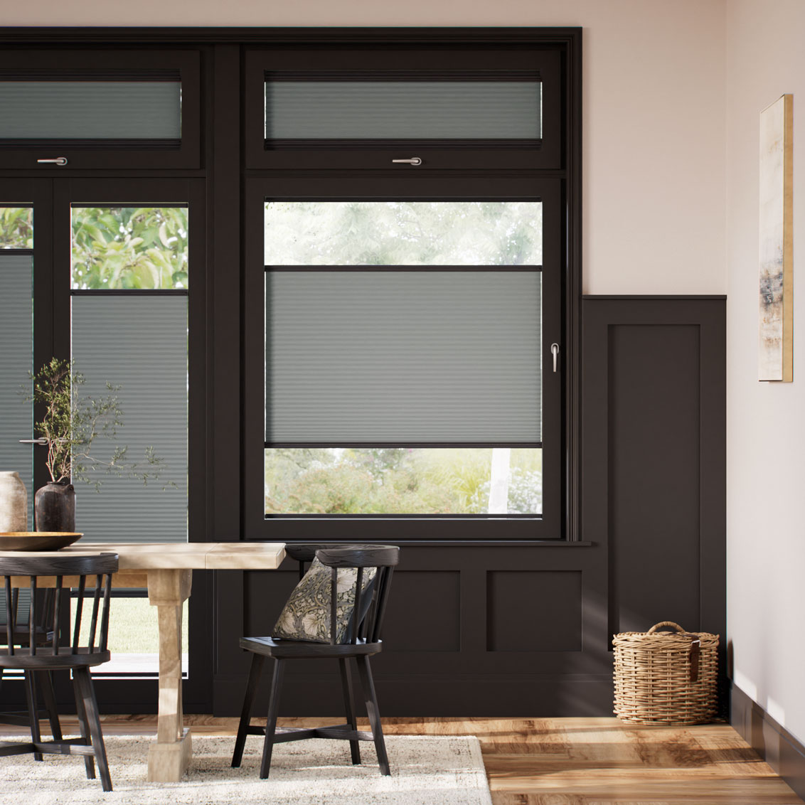 【窓貼りタイプ】遮光 ニッケルグレー ハニカム シェード