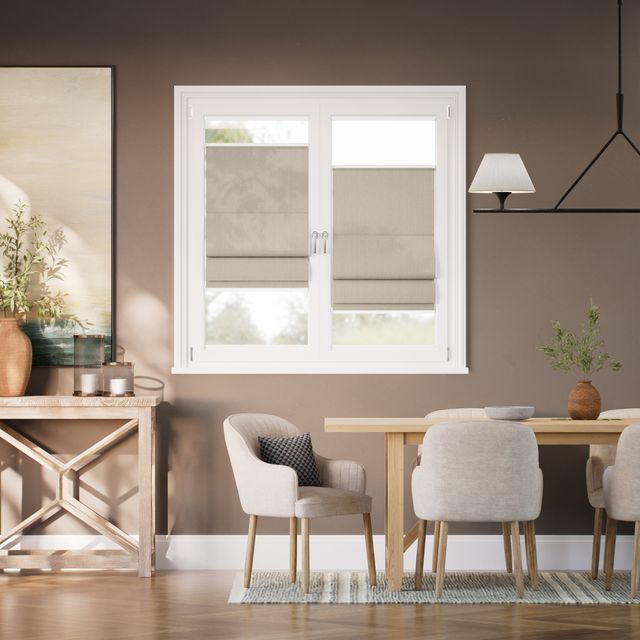 【窓貼りタイプ】リネン ホップサック ローマンシェード