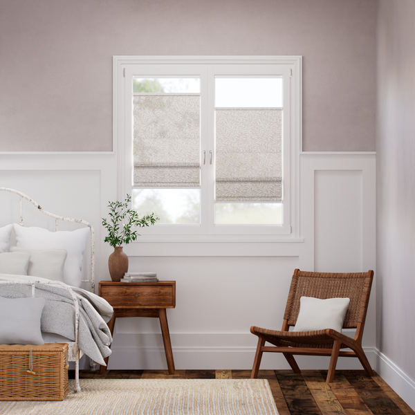 【窓貼りタイプ】ウィリアムモリス ウイローバウ リネン ボイル ローマンシェード