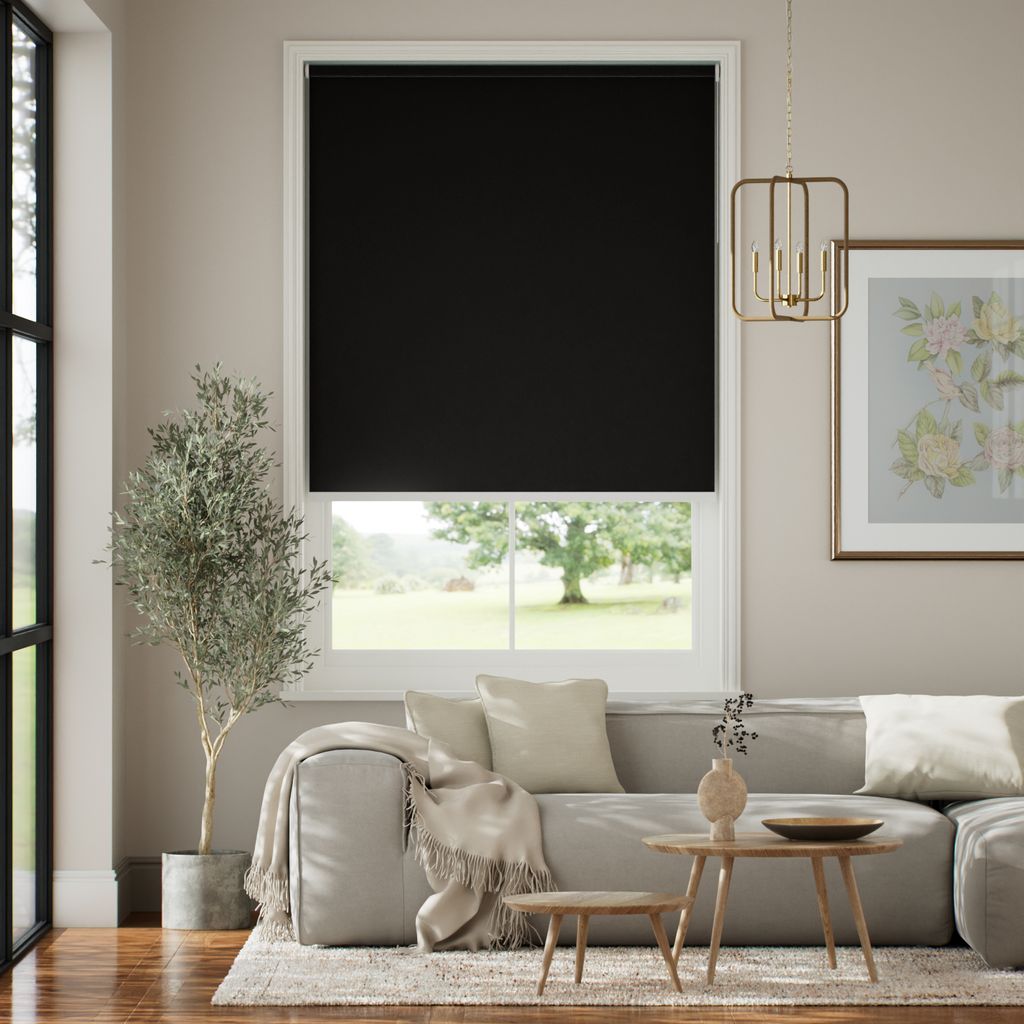 【つっぱり式】遮光 ブラック ロールスクリーン