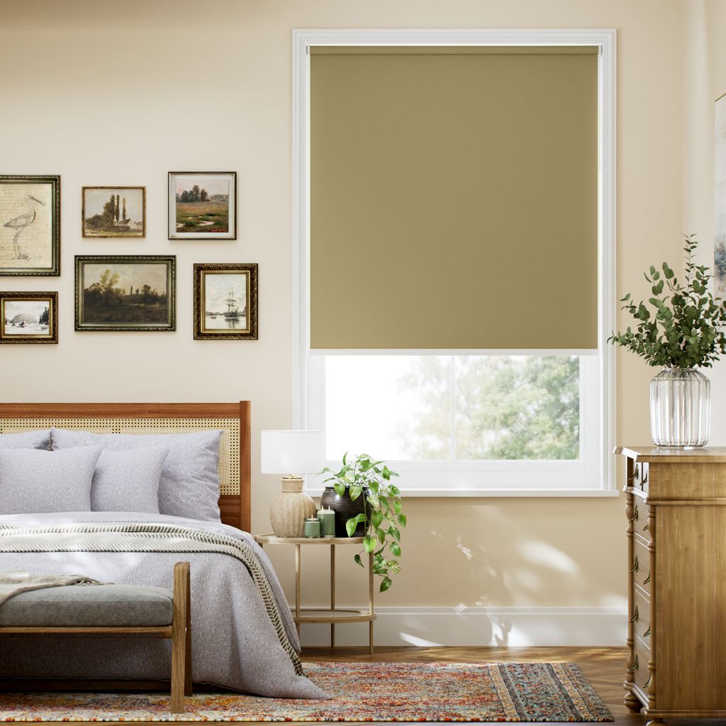 【つっぱり式】遮光 タン  ロールスクリーン