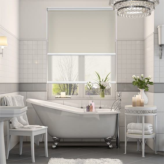 【つっぱり式】 遮光ファッジ＆アイスホワイト ダブルロールスクリーン