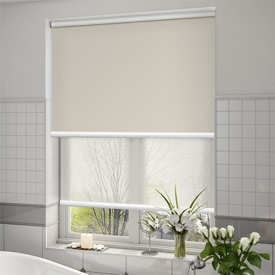 つっぱり式】 遮光ファッジ＆アイスホワイト ダブルロールスクリーン