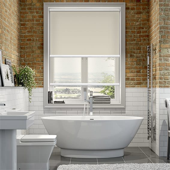 【つっぱり式】 遮光ファッジ＆リネン ダブルロールスクリーン