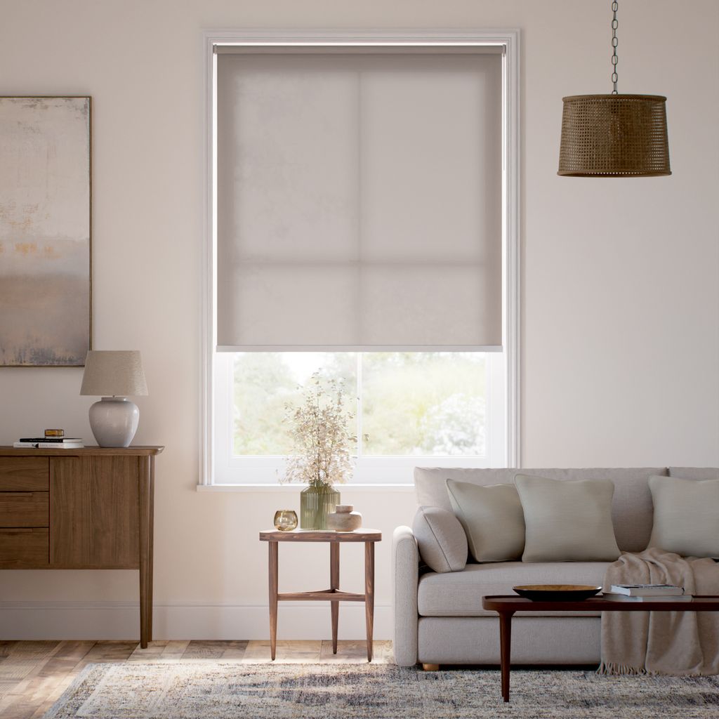 【つっぱり式】防炎 非遮光 ブラウン ロールスクリーン