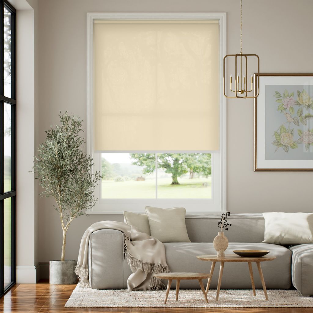 【つっぱり式】防炎 非遮光 ダークベージュ ロールスクリーン