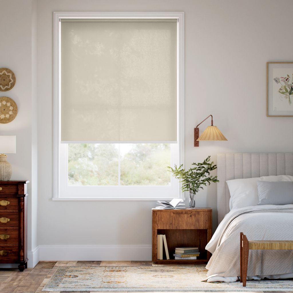 【つっぱり式】防炎 非遮光 ライトベージュ ロールスクリーン