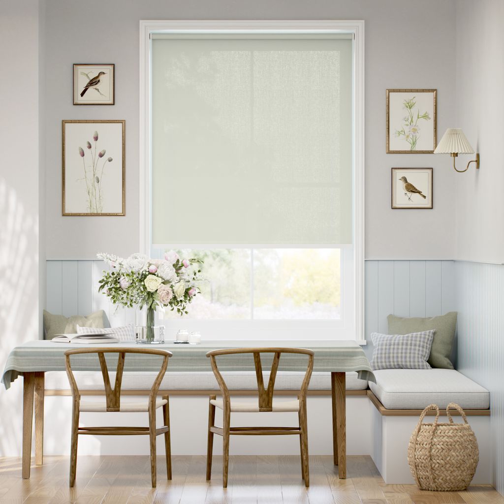 【つっぱり式】防炎 非遮光 ミント ロールスクリーン