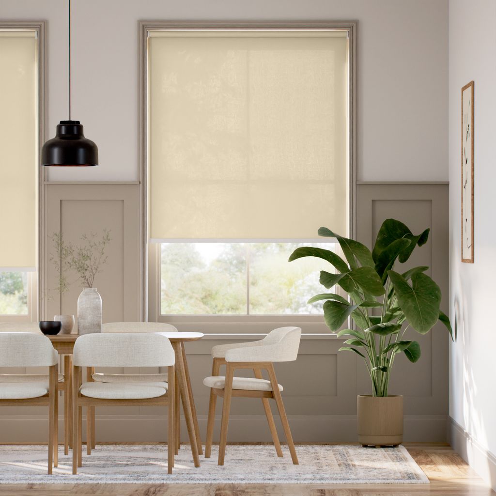 【つっぱり式】防炎 非遮光 マスタード ロールスクリーン