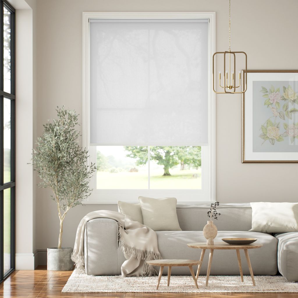 【つっぱり式】防炎 非遮光 アイスホワイト ロールスクリーン