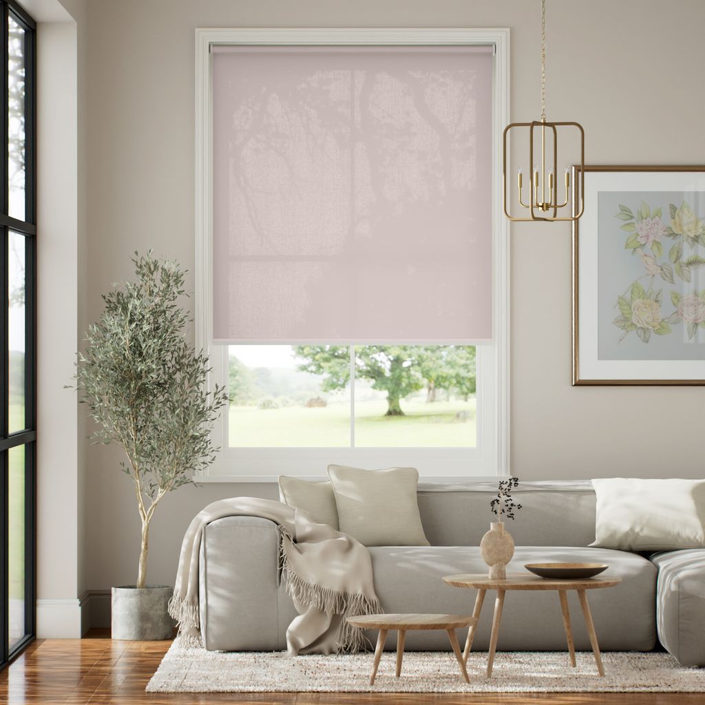 【つっぱり式】防炎 非遮光 ピンク ロールスクリーン