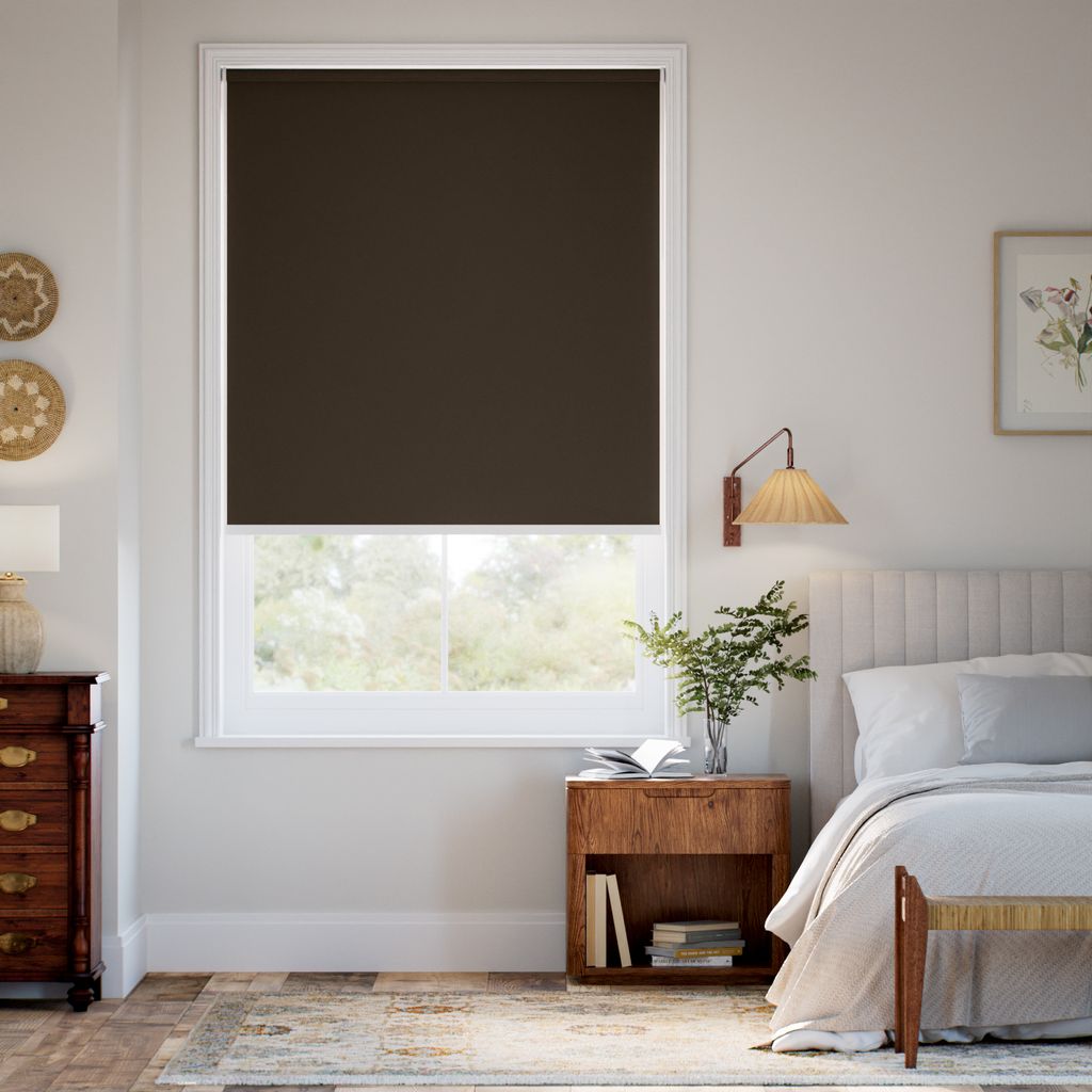 【つっぱり式】遮光 チョコ ロールスクリーン