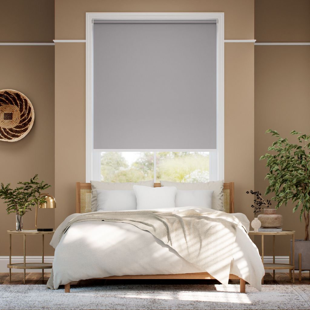 【つっぱり式】遮光 グレー ロールスクリーン