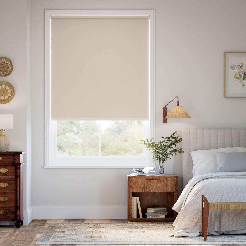 【つっぱり式】遮光 アイボリー ロールスクリーン