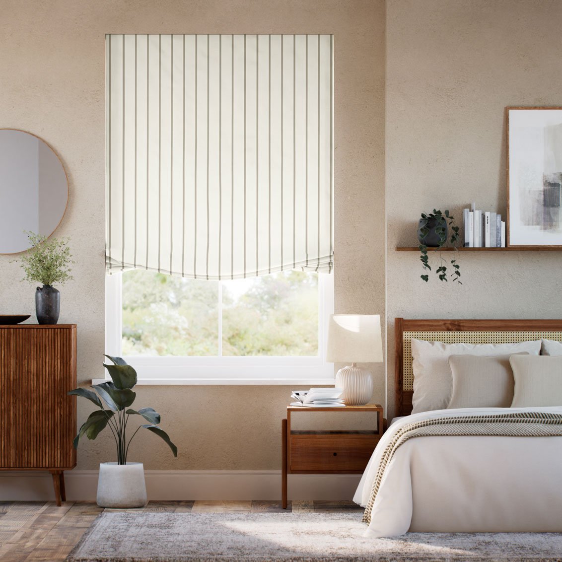 ツイルストライプ ストーン リラックス ローマンシェード