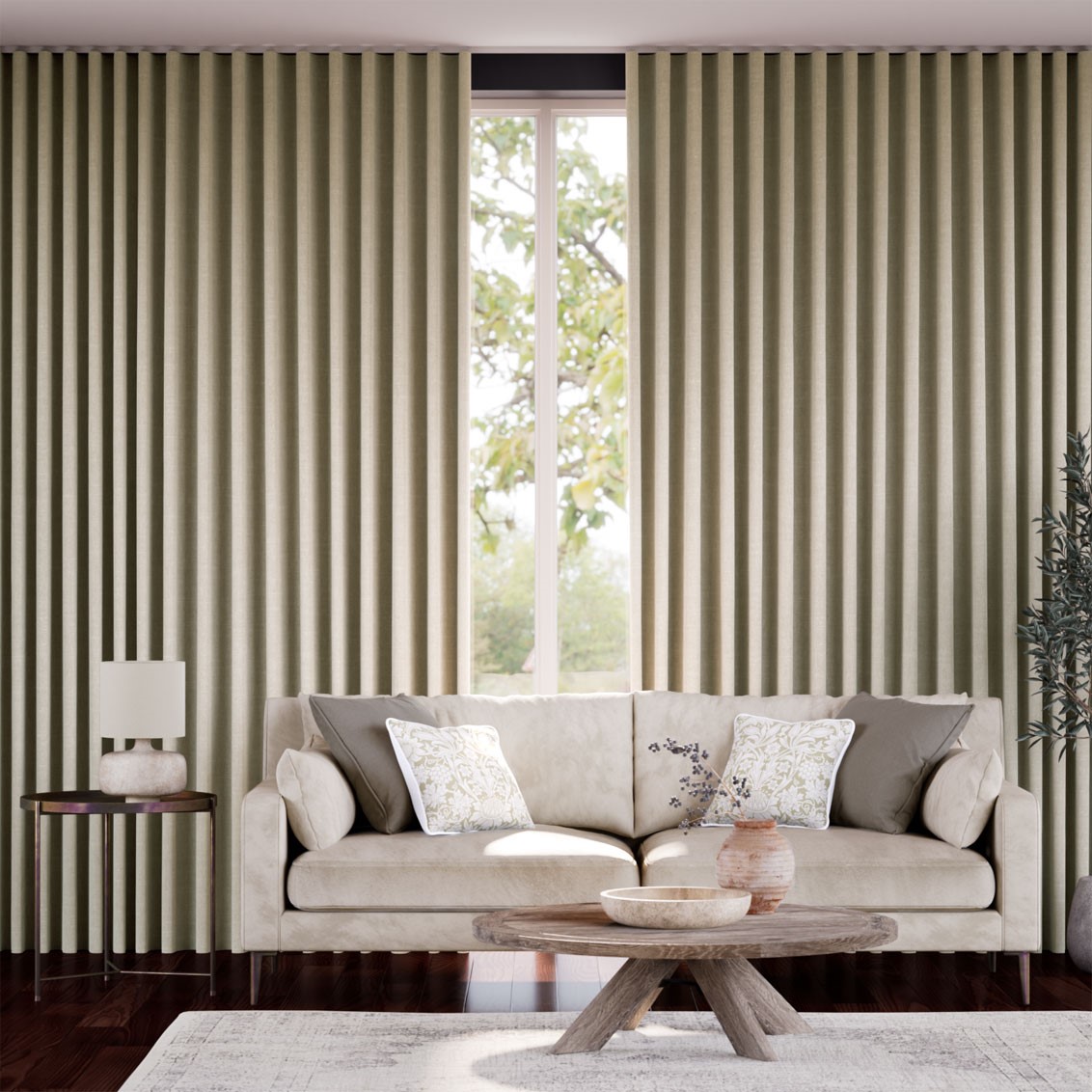 ルミエ ビジュリネン ラテ 裏地なし  ウェーブカーテン