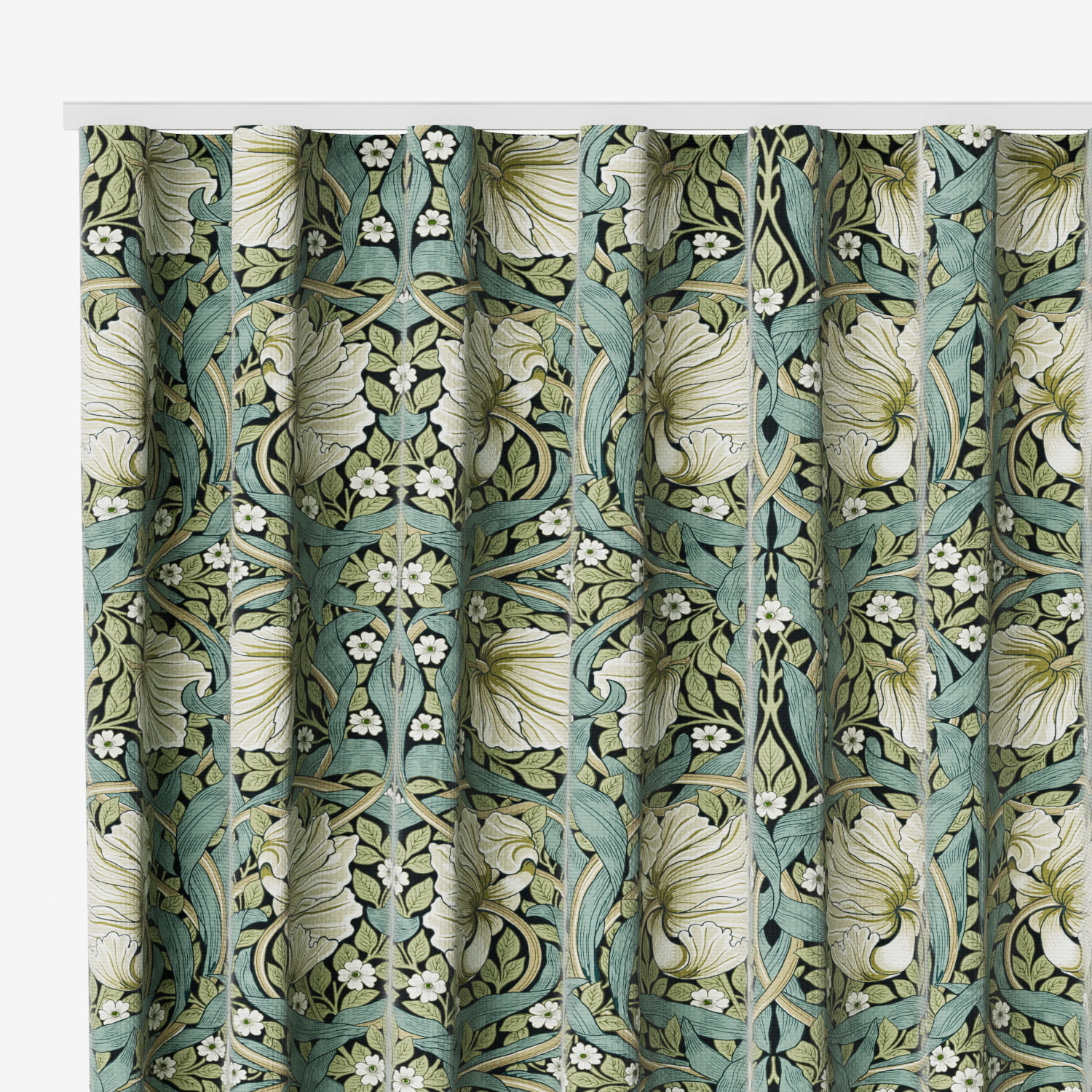 ウェーブ ウィリアムモリス ピンパーネル セージ カーテン