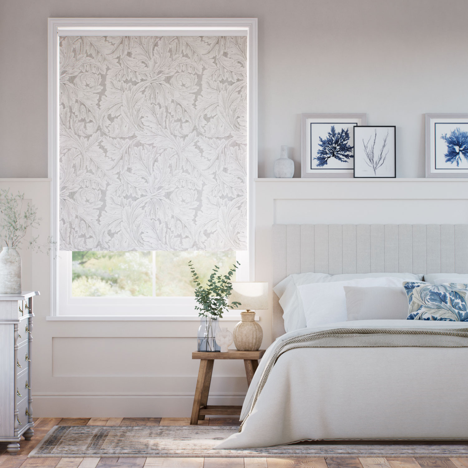 ウィリアムモリス アカンサス アイボリー ジャガード織　 ロールスクリーン