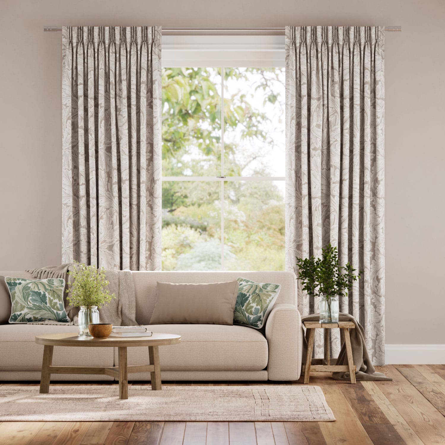 ウィリアムモリス アカンサス リネン ジャガード織 カーテン