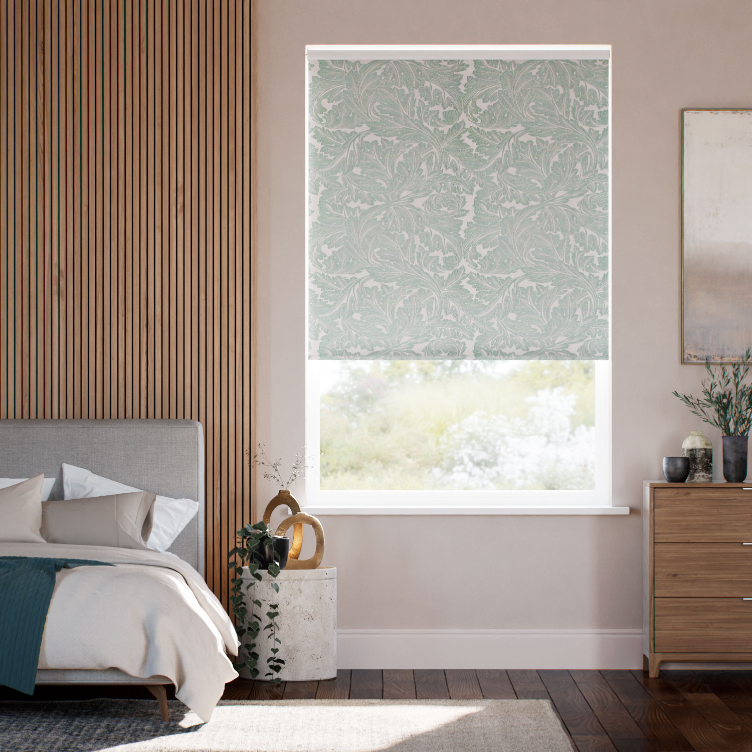 ウィリアムモリス アカンサス オパール ジャガード織　 ロールスクリーン