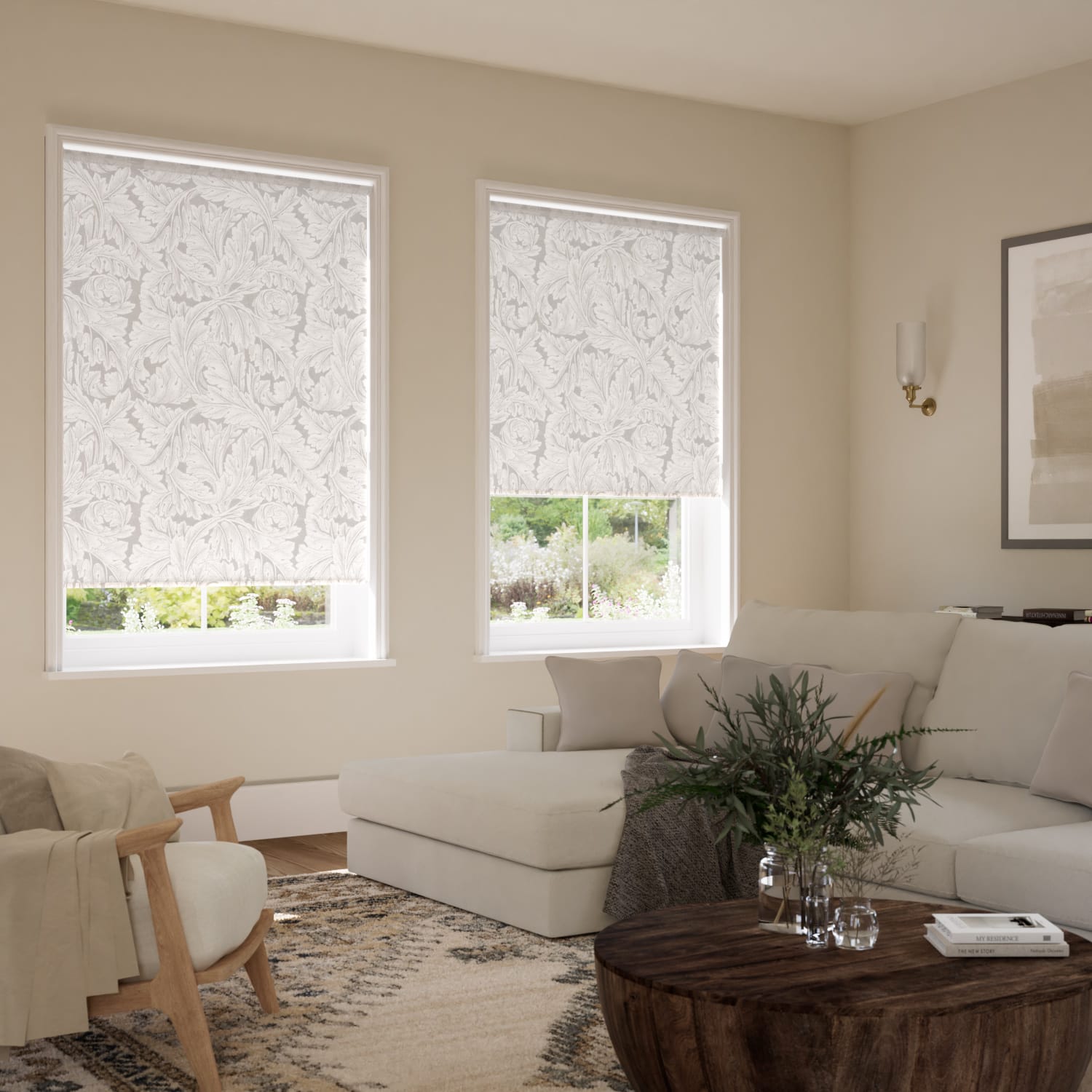 ウィリアムモリス アカンサス オイスター ジャガード織 ロールスクリーン