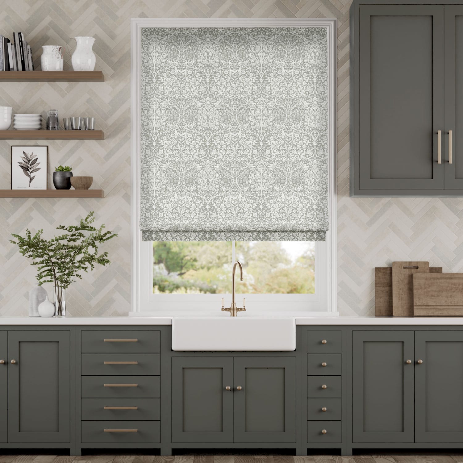 ウィリアムモリス ブラックソーン ストーン ローマンシェード