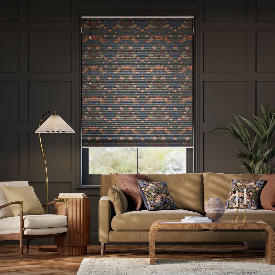 遮光ハニカム ウィリアムモリス いちご泥棒 ジュエル シェード