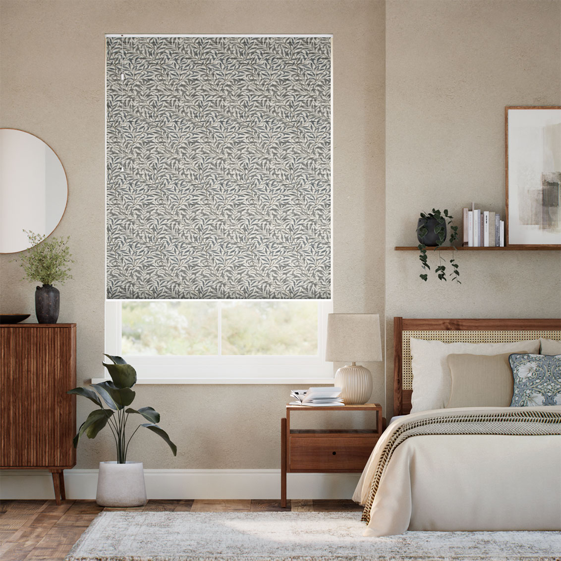 遮光ハニカム ウィリアムモリス ウイローバウ ミンク シェード