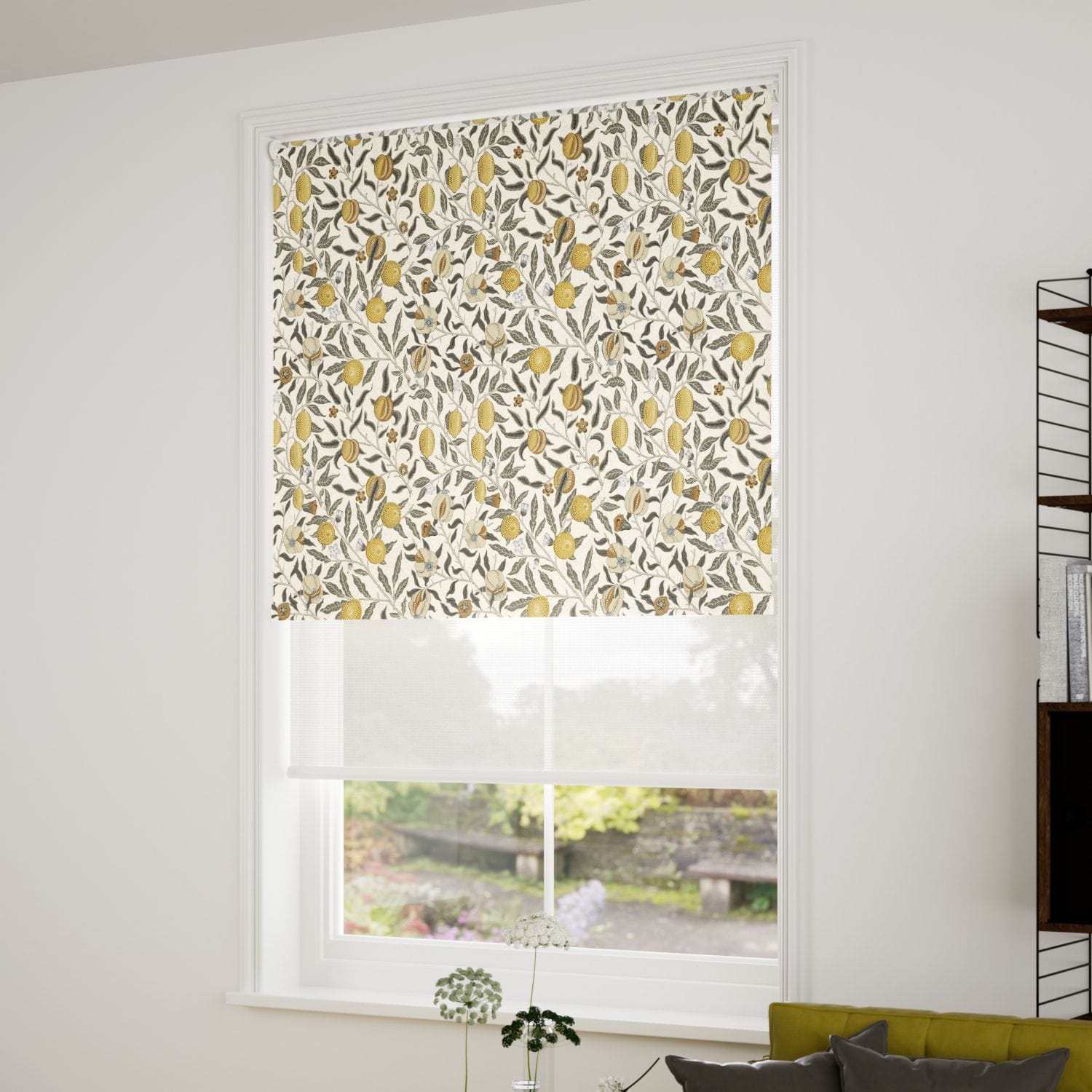 ウィリアムモリス 遮光フルーツ プリムローズ＆ホワイト ダブルロール