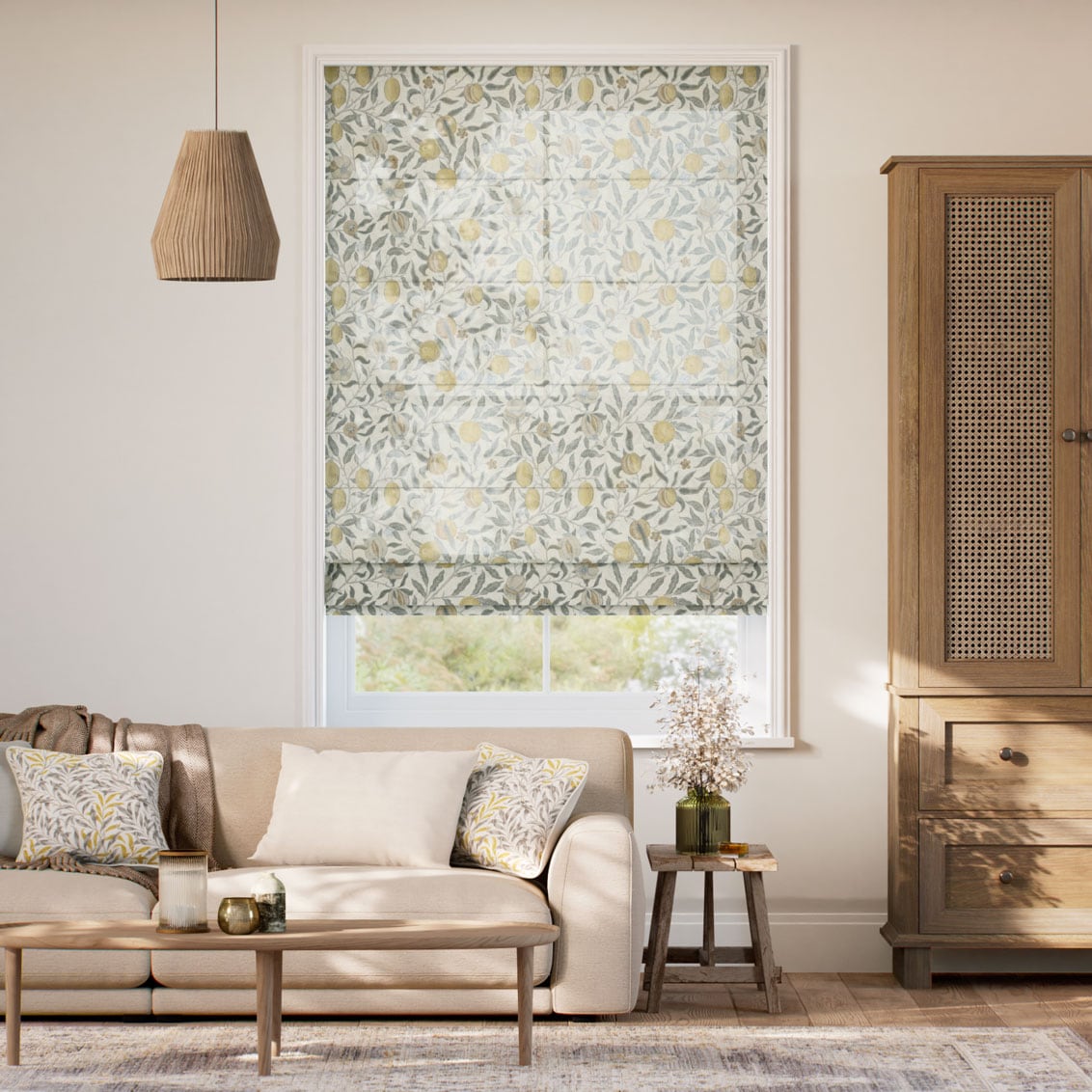 ウィリアムモリス フルーツ ボイル プリムローズ ローマンシェード