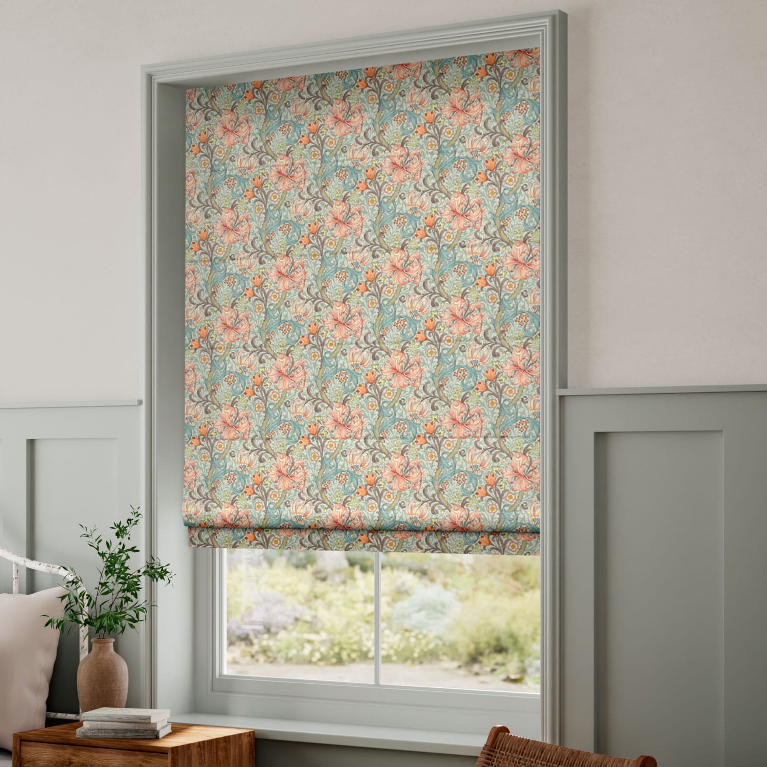 ウィリアムモリス☆クリサンティマム☆高級カーテン＆ローマンシェード 2スタイル ウィリアムモリスクリサンティマム☆ドレープカーテン・ローマン