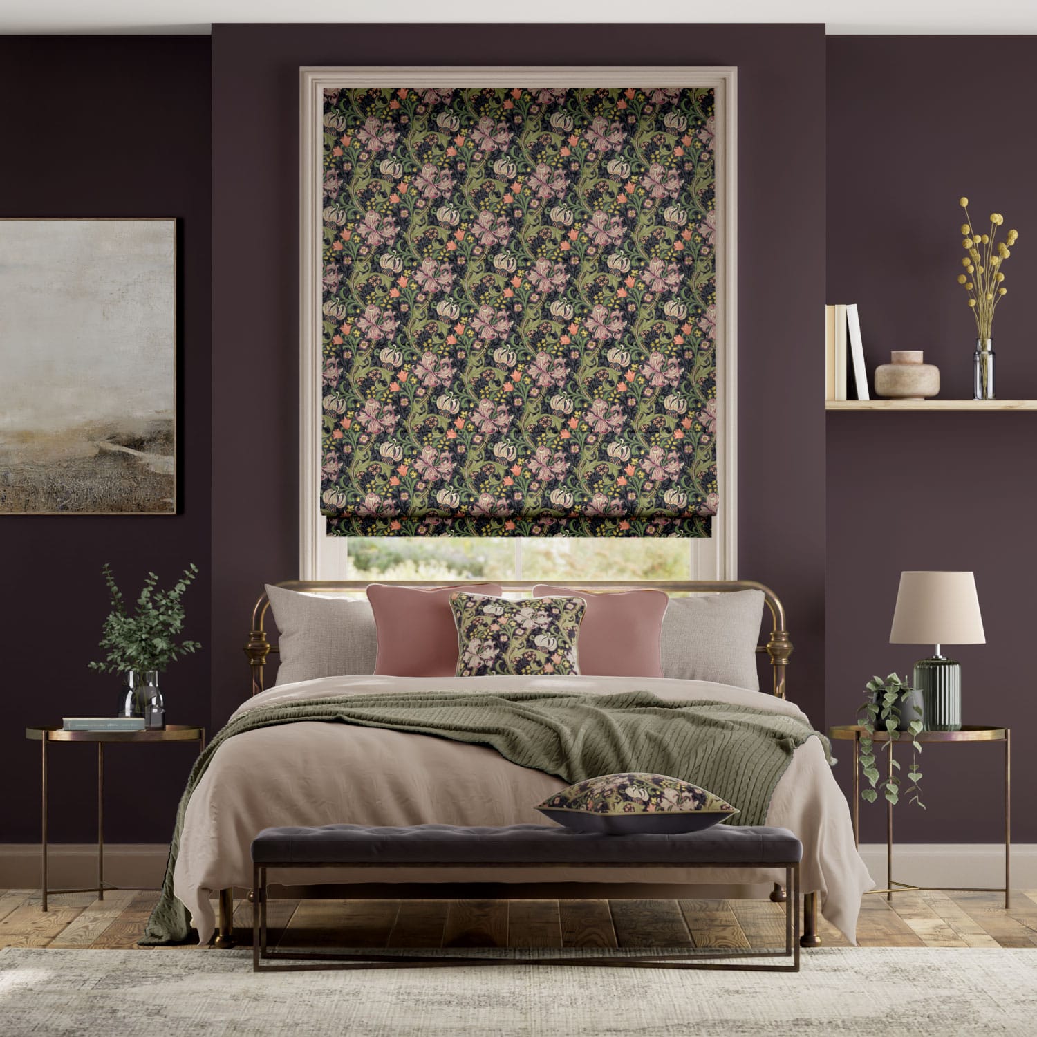 ウィリアムモリス ゴールデンリリー ダスク ローマンシェード