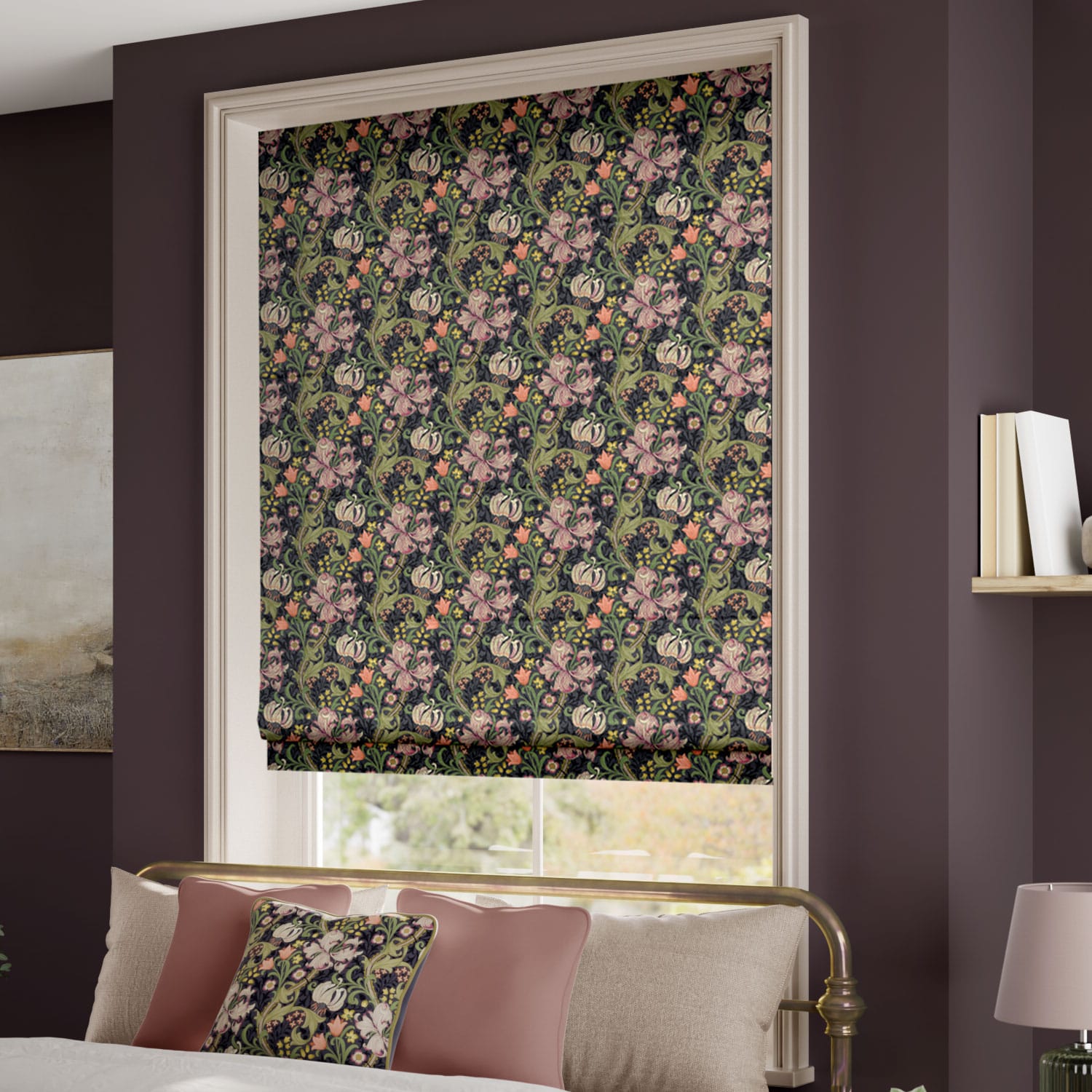 ウィリアムモリス ゴールデンリリー ダスク ローマンシェード