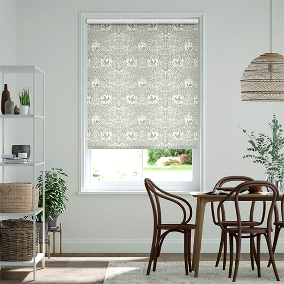 ウィリアムモリス　ハニーサクル&チューリップ　ナチュラルグレー ロールスクリーン