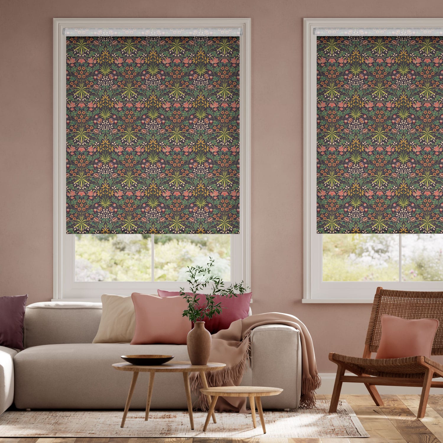 ウィリアムモリス ヒヤシンス プラム ロールスクリーン