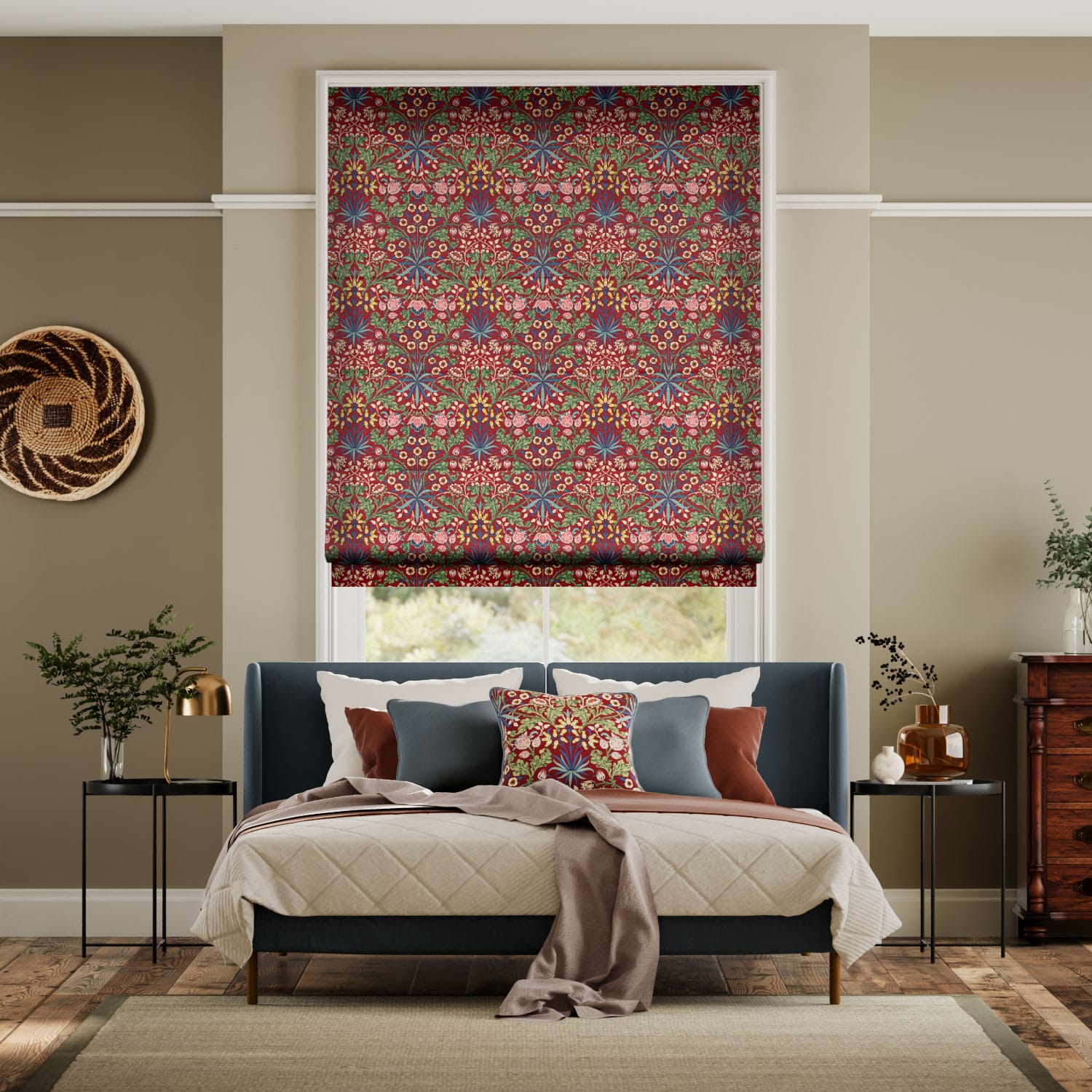 ウィリアムモリス ヒヤシンス ラセット ローマンシェード