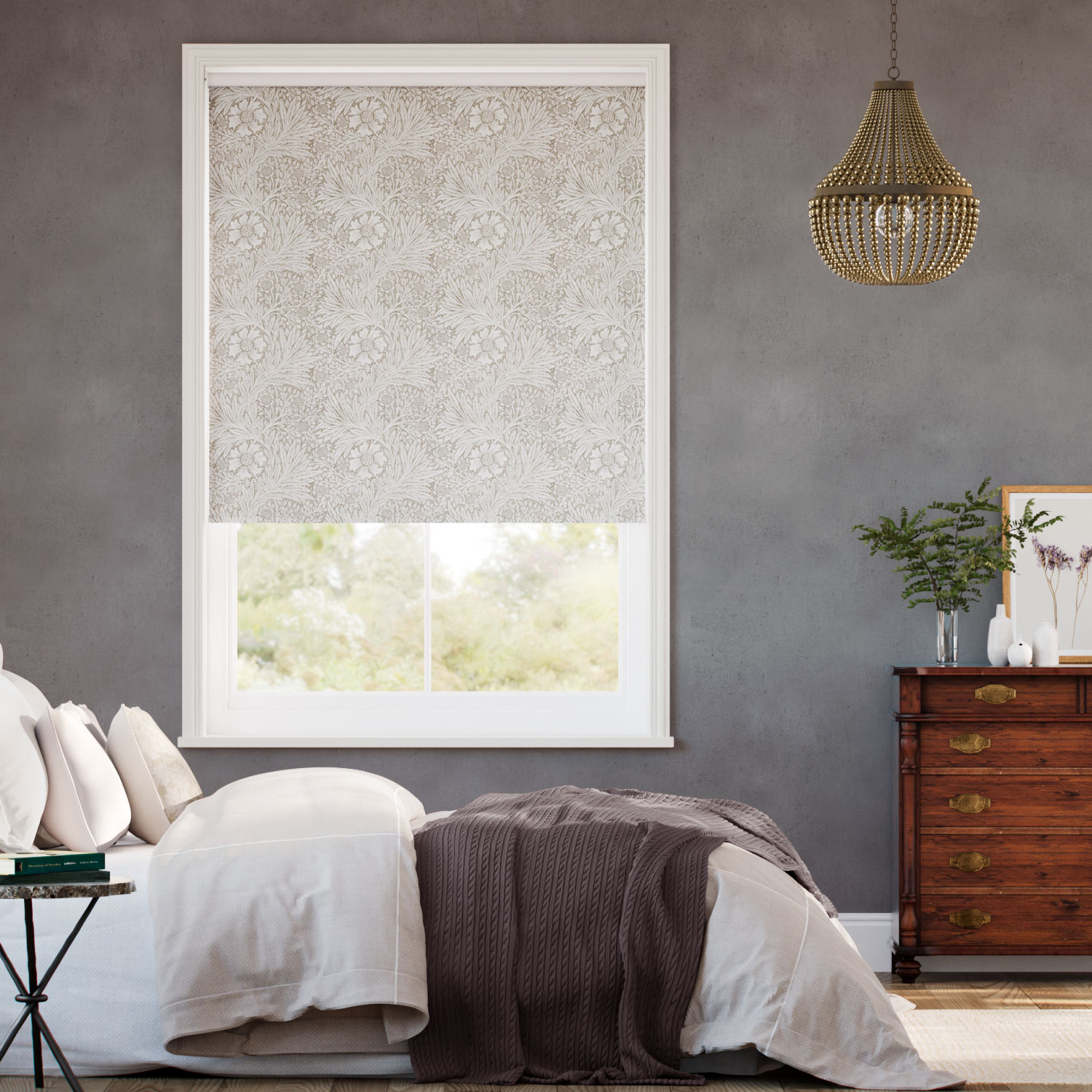 ウィリアムモリス マリーゴールド リネン ジャガード織 ロールスクリーン