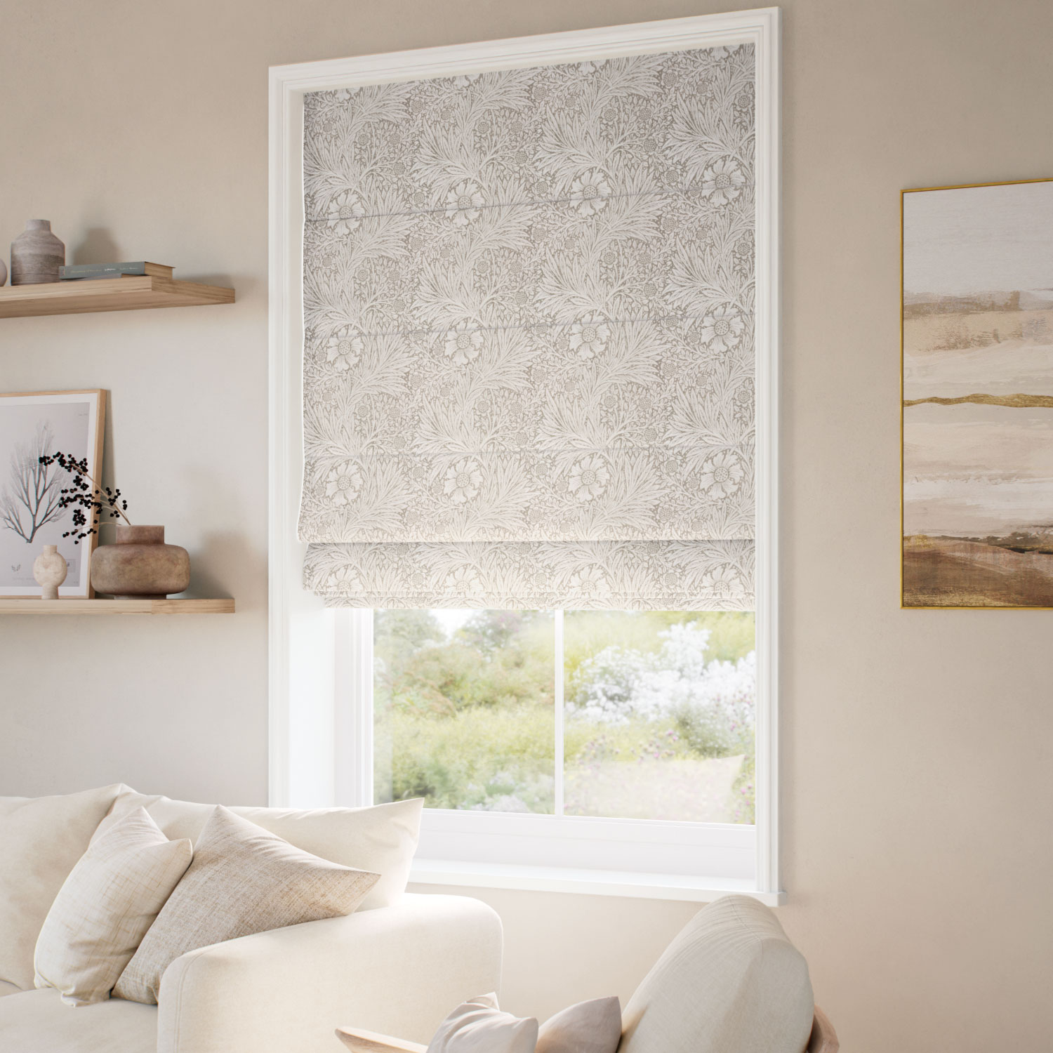 ウィリアムモリス マリーゴールド リネン ジャガード織 ローマンシェード