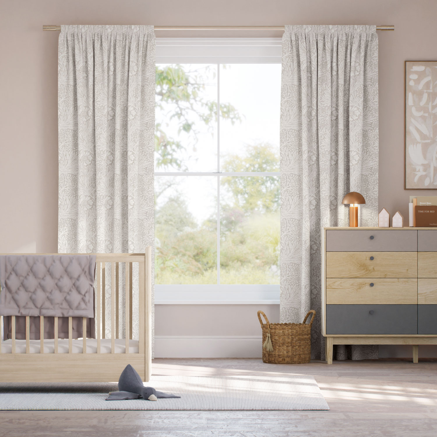 マリゴールド・ガーデン 1880年代と1920年代版と復刻版 ウィリアムモリス マリーゴールド オイスター ジャガード織 カーテン