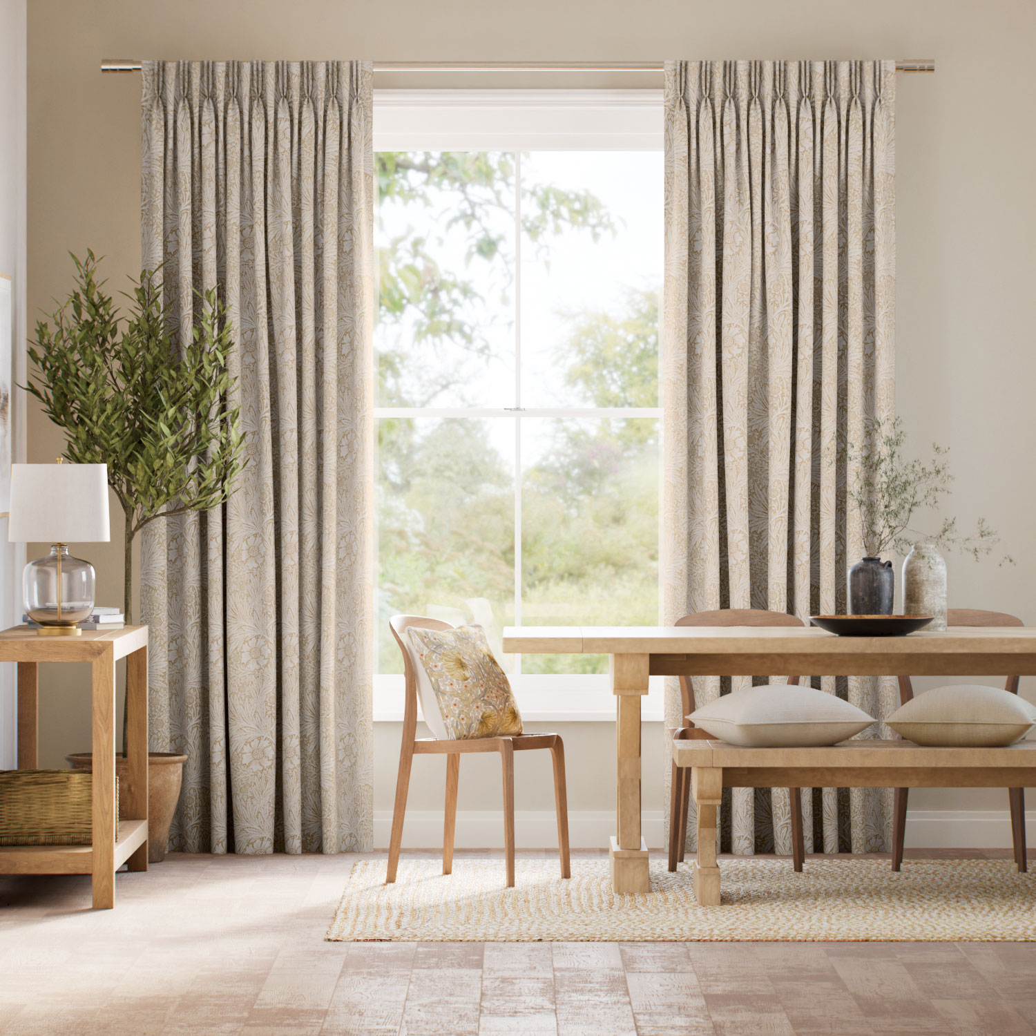 ウィリアムモリス マリゴールド ソフトゴールド ジャガード織 カーテン