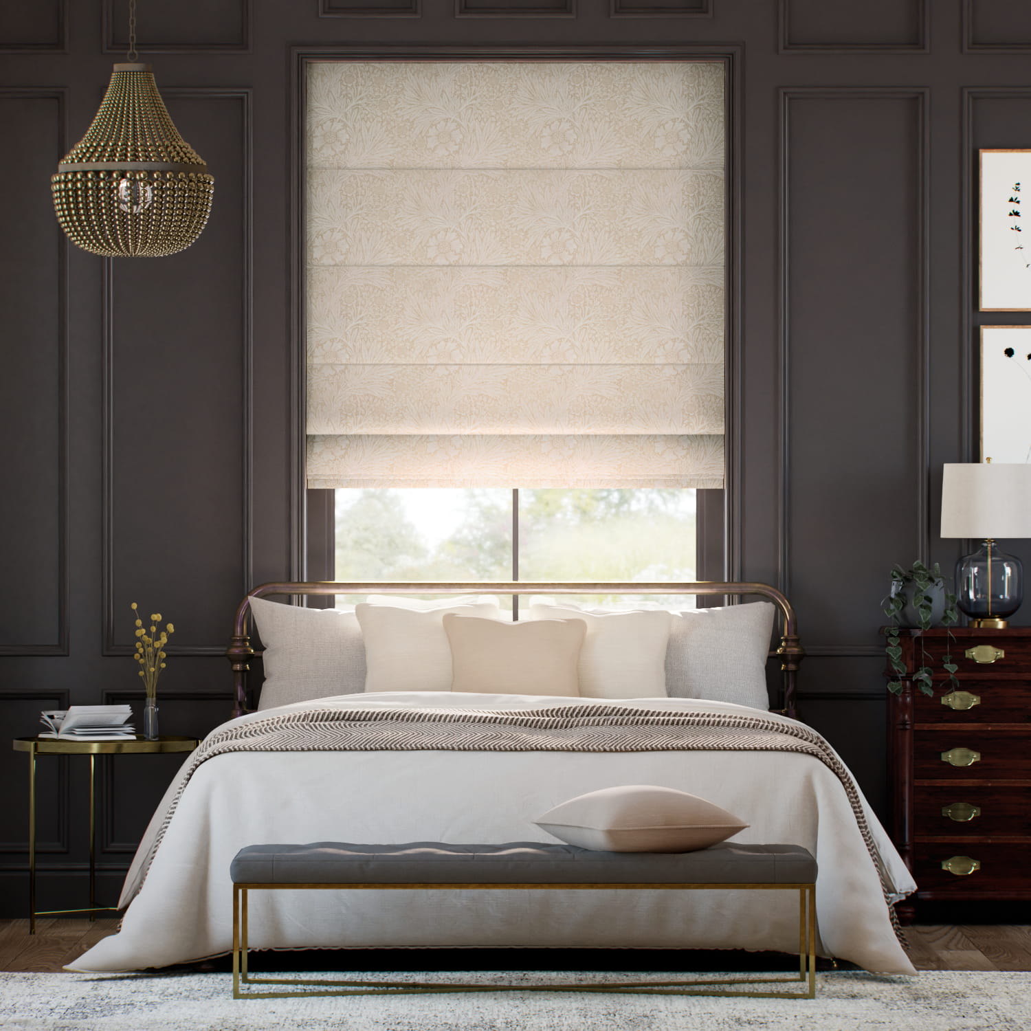 ウィリアムモリス マリゴールド ソフトゴールド ジャガード織 ローマンシェード