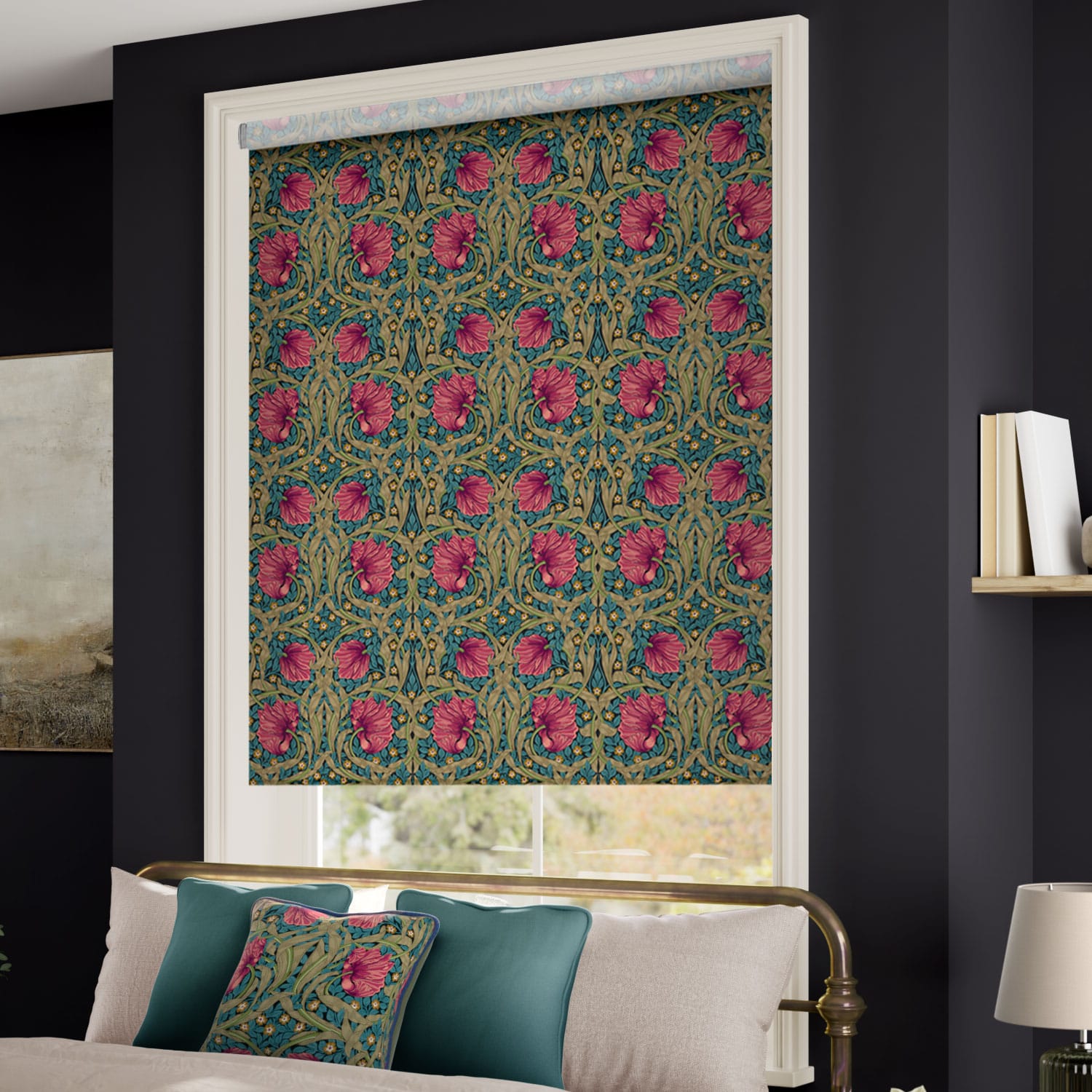 ウィリアムモリス ピンパーネル ティール ロールスクリーン