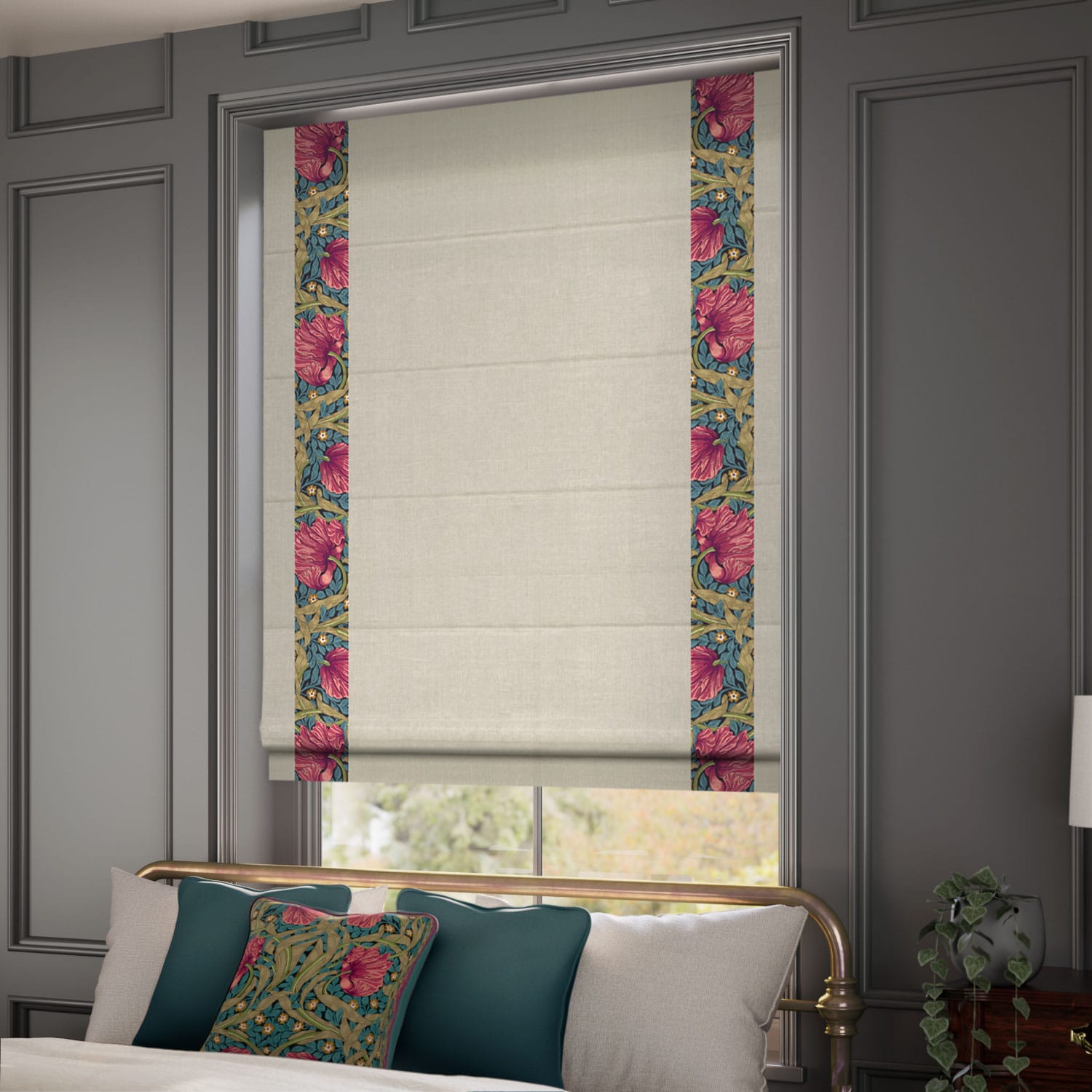 ウィリアムモリス ピンパーネル ティール＆ビジュリネン ラテ ボーダー