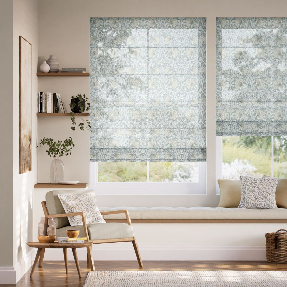 ウィリアムモリス ピンパーネル ボイル ダヴグレー ローマンシェード