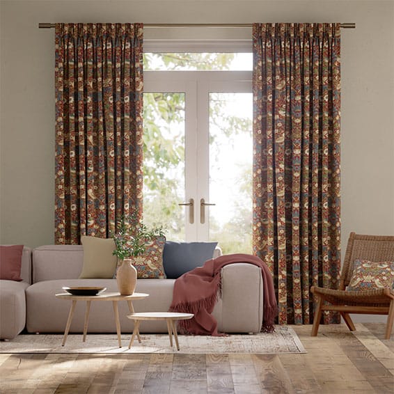 ウィリアムモリス　イチゴ泥棒　ハリッサレッド カーテン