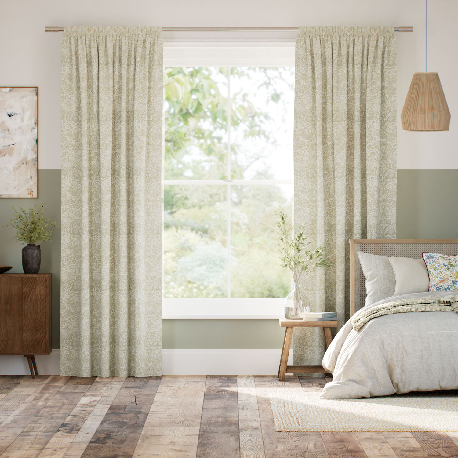 新品　ウィリアムモリスカーテン　W3500×H1670 新品 ウィリアムモリスカーテン W3500×H1670